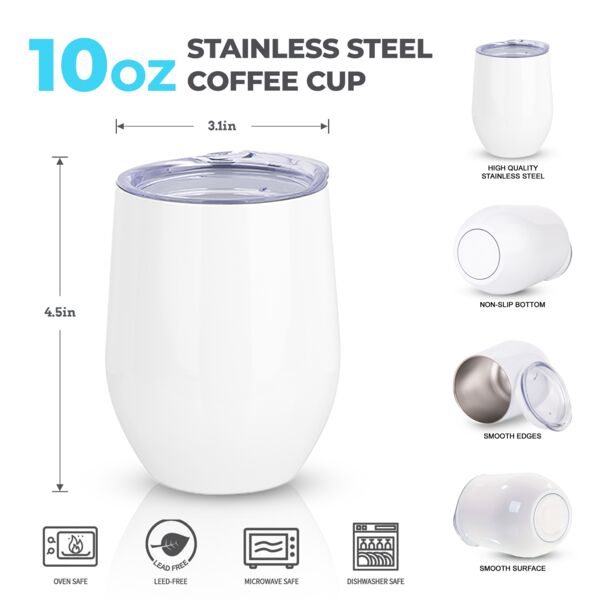 10oz Stainless Steel Coffee Cup (White) Thumbnail