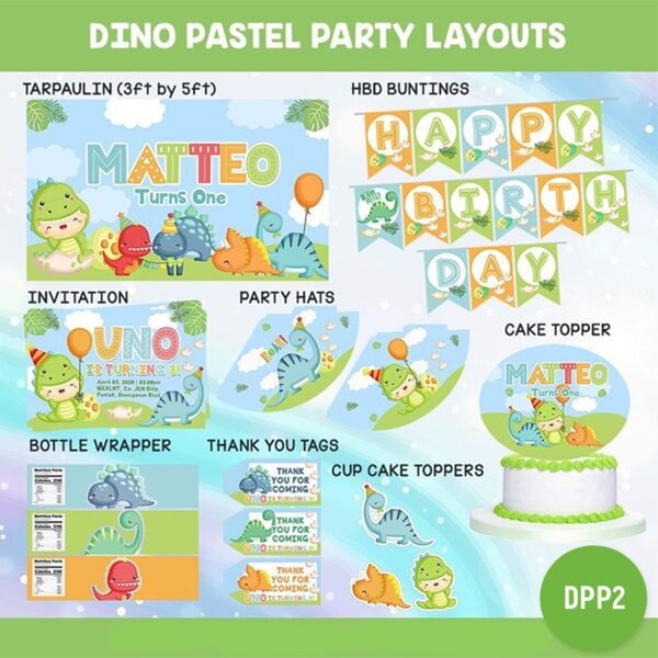 Dino Pastel Party Layouts Thumbnail