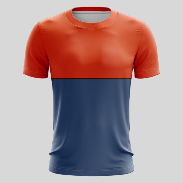 Orange Two Color Pattern Full Print Roundneck Shirt Thumbnail