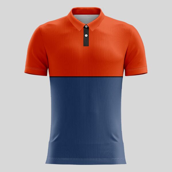 Orange Two Color Pattern Full Print Polo Shirt Thumbnail