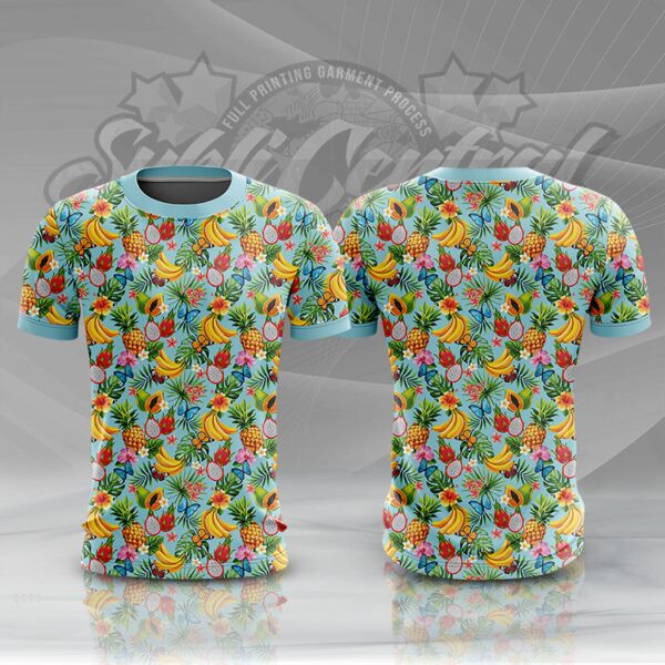 Summer with Fruits Design Full Print Roundneck Shirt Thumbnail