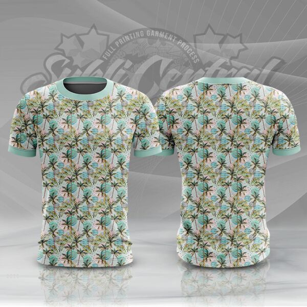 Palm Tree Summer Full Print Roundneck Shirt Thumbnail
