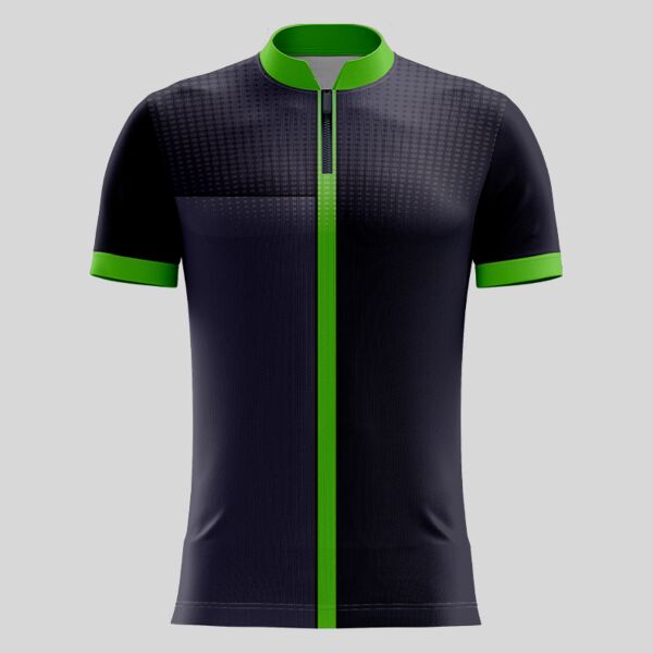 Green Linear Pattern Full Print Chinese Collar Shirt Thumbnail