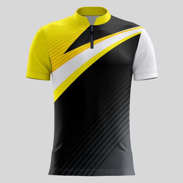 Yellow Esport Pattern Full Print Chinese Collar Shirt Thumbnail