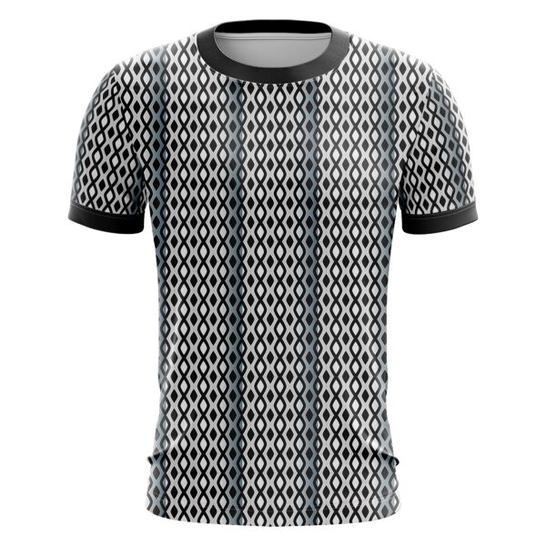 Black and White Diamonds Design Full Print Roundneck Shirt Thumbnail