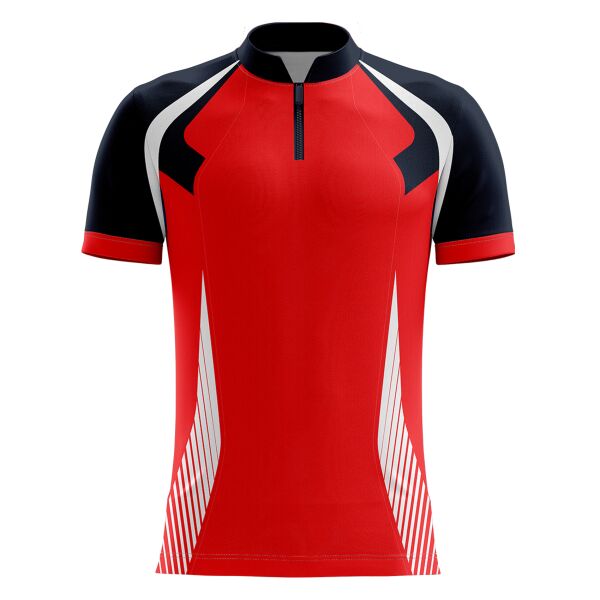 Red Stripe Full Print Chinese Collar with Zipper Thumbnail