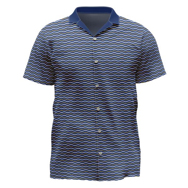 Wave Design Full Print Button Down Polo Thumbnail