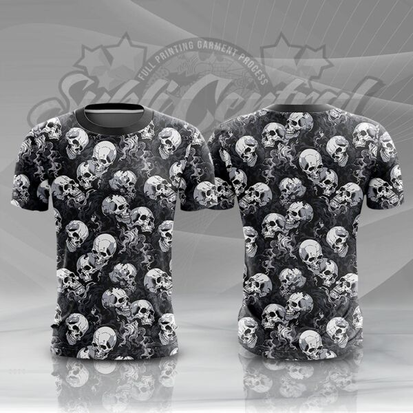 Skull Design Full Print Sublimation Roundneck Shirt Thumbnail