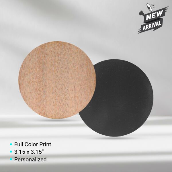 Round Wooden Fridge Magnet Thumbnail