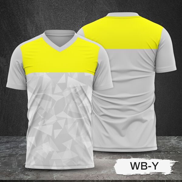 Yellow and White with Geometric Design Full Sublimation Shirt Thumbnail