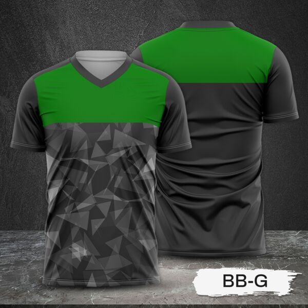 Green and Black with Geometric Design Full Sublimation Shirt Thumbnail