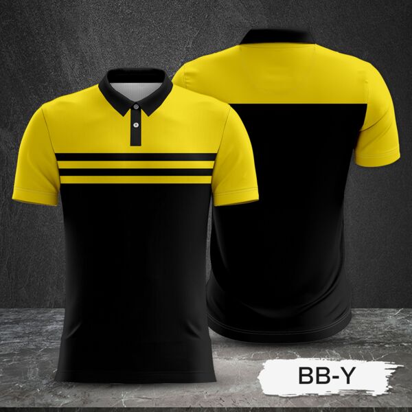 2 Color Combination with Colored Top and Black Body Full Print Sublimation Polo Shirt Thumbnail