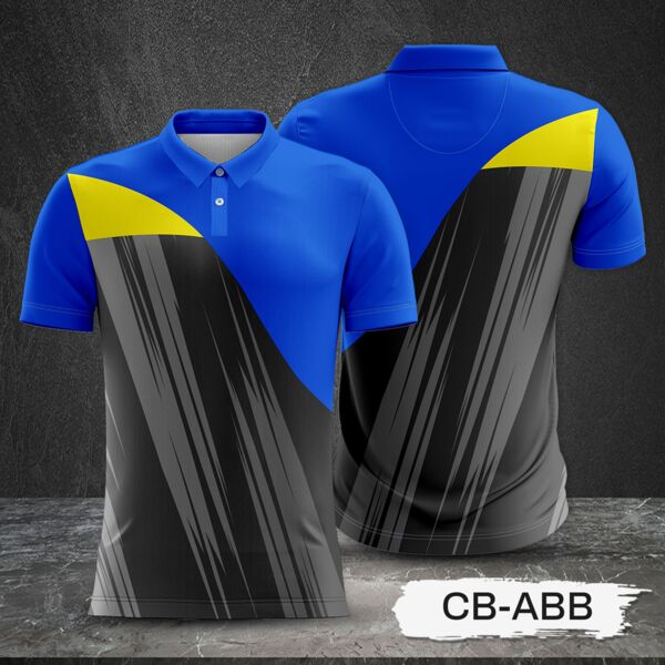 2 Color Combination with Textured Design Full Sublimation Polo Shirt Thumbnail