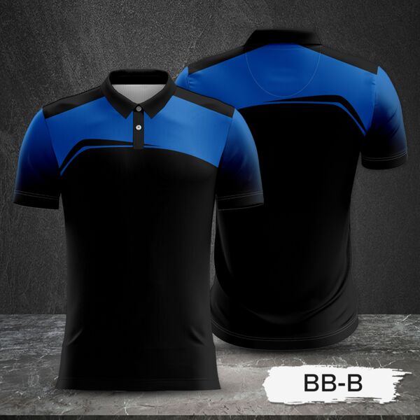 2 Color Combination with Gradient Sleeve Full Print Sublimation Polo Shirt Thumbnail