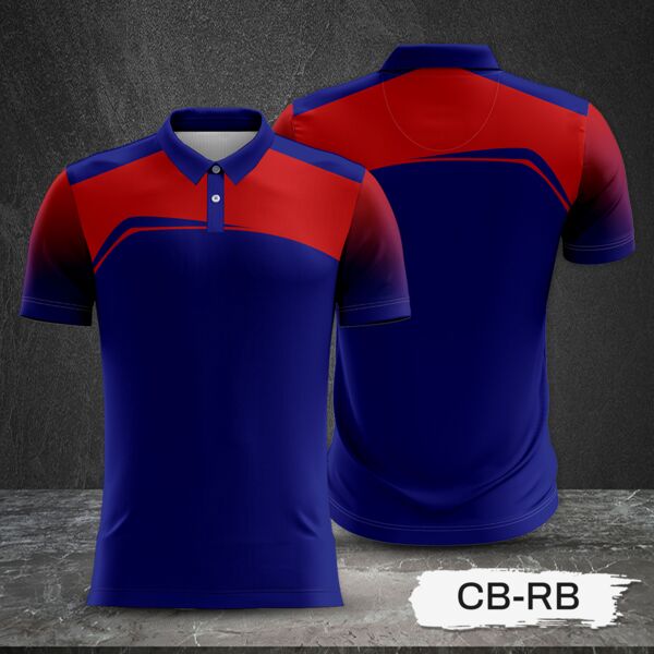 2 Color Combination with Gradient Sleeve Full Print Sublimation Polo Shirt Thumbnail