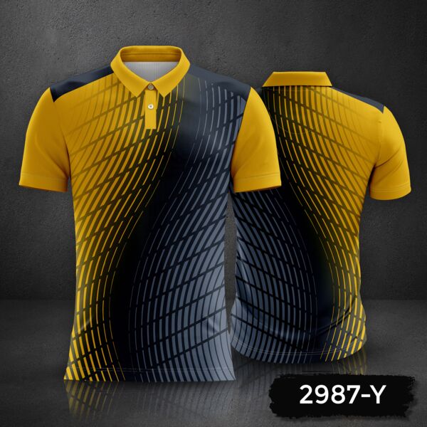 Abstract with Gradient Color Design Polo Shirt Full Print Sublimation Thumbnail