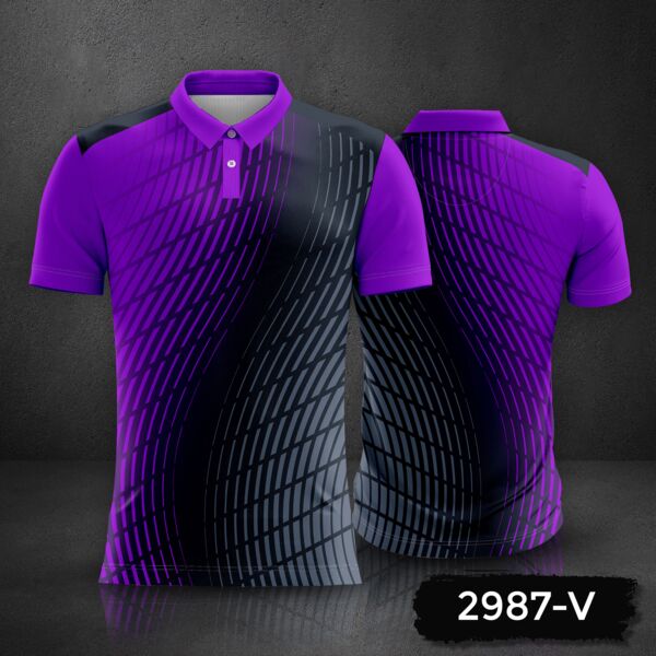 Abstract with Gradient Color Design Polo Shirt Full Print Sublimation Thumbnail