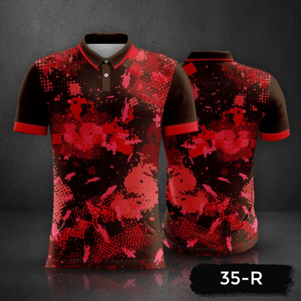 Abstract Grunge Texture Design Polo Shirt Full Print Sublimation Thumbnail