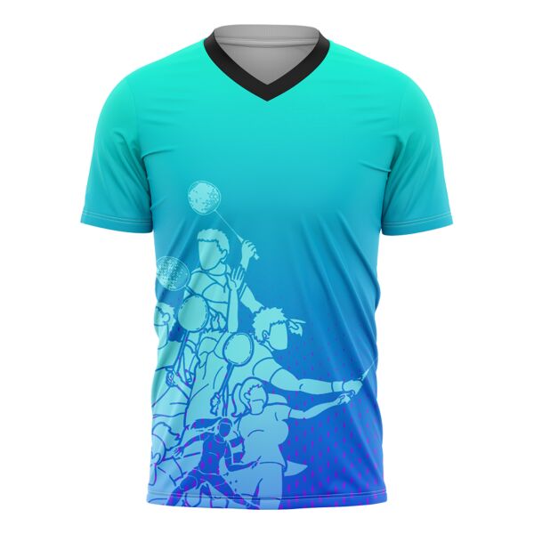 Badminton Full Print Sublimation V-Neck Shirt Thumbnail